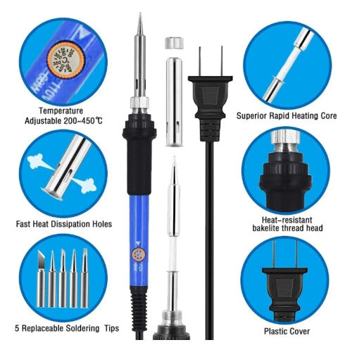 Set de soldadura electrica con estuche azul