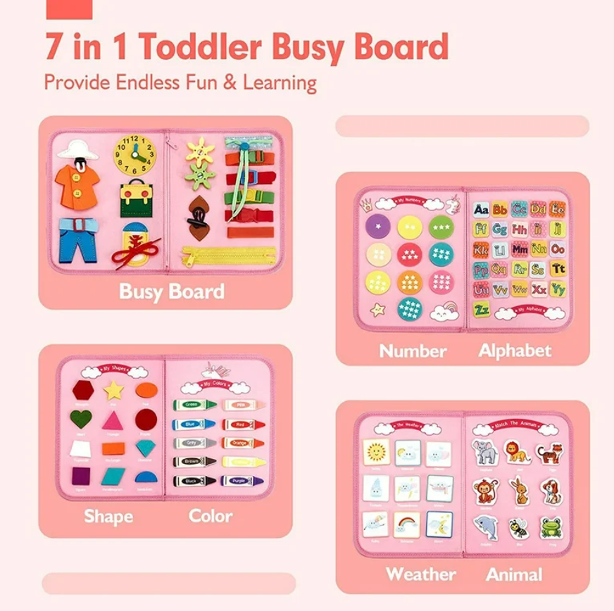 Libro educativo de actividades Montessori Rosa de unicornio