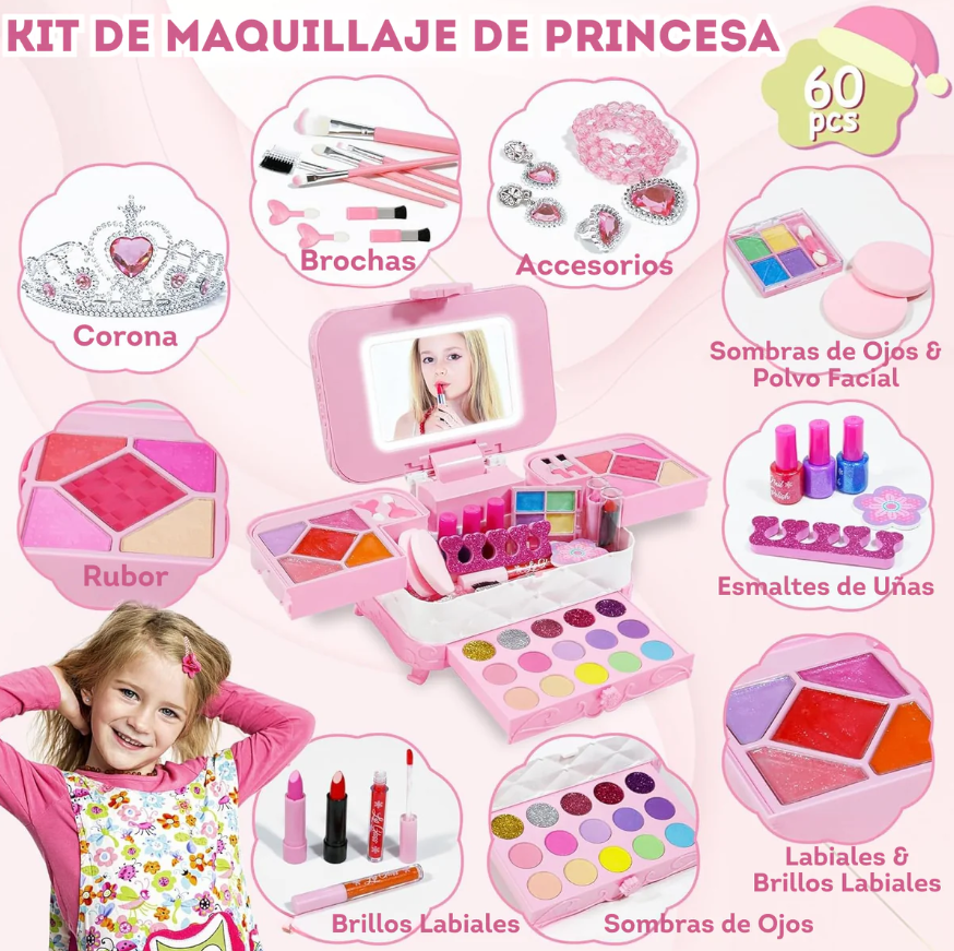 Kit de maquillaje para Niñas lila led