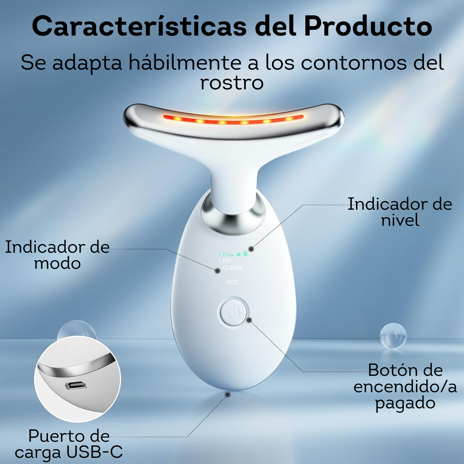 Masajeador para el cuidado de la piel del cuello y la cara