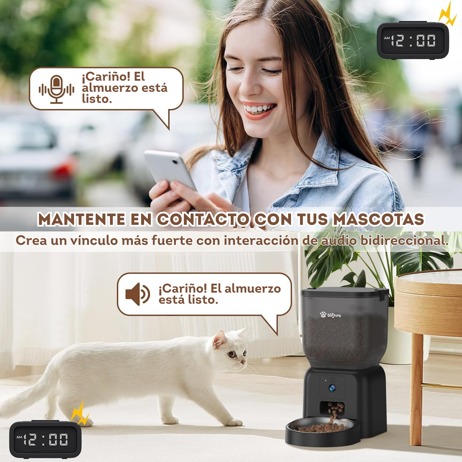 Comedero automatico 4 litros de 1 puestos con microfono y camara