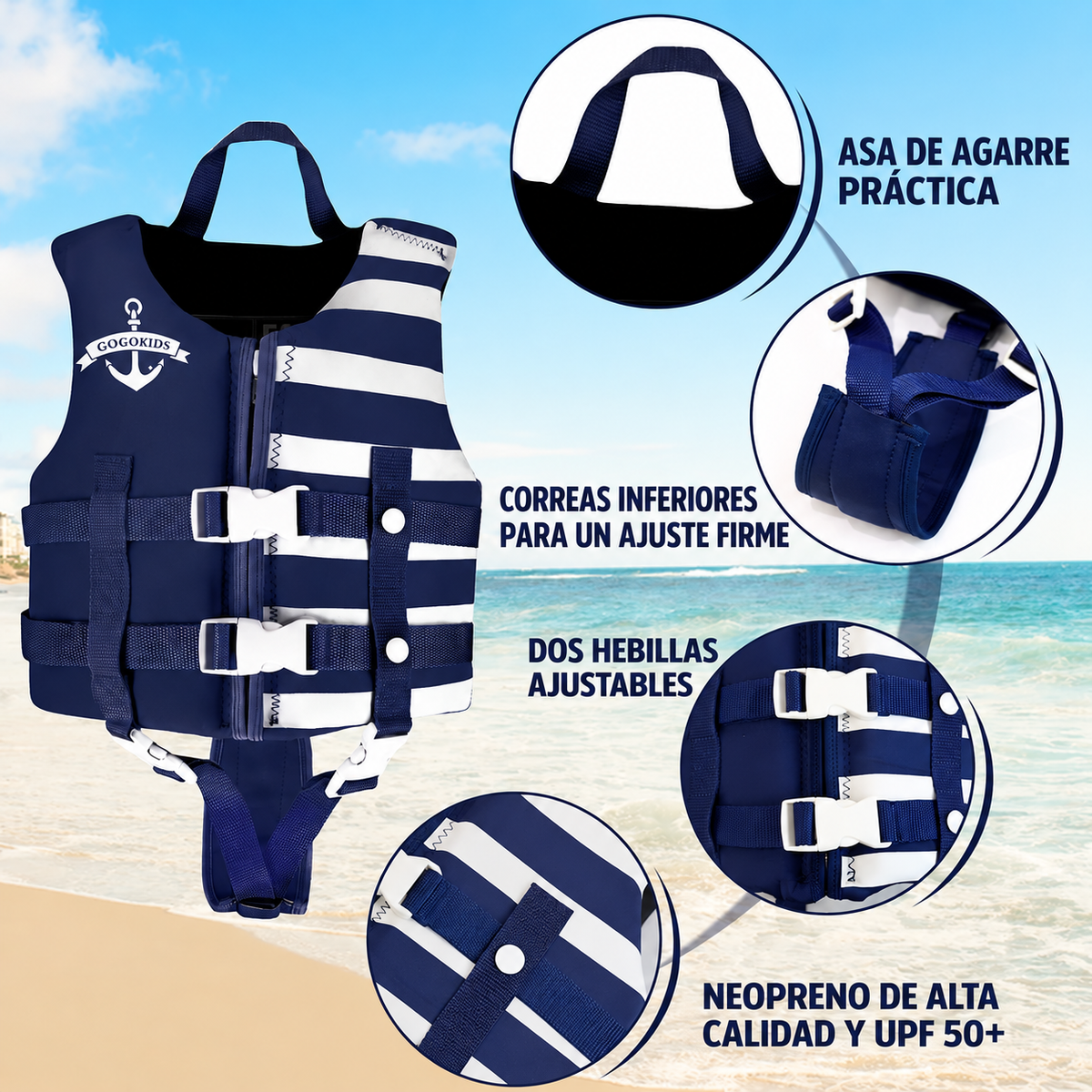 Chaleco para niños de marinero 3-5 años Azul oscuro