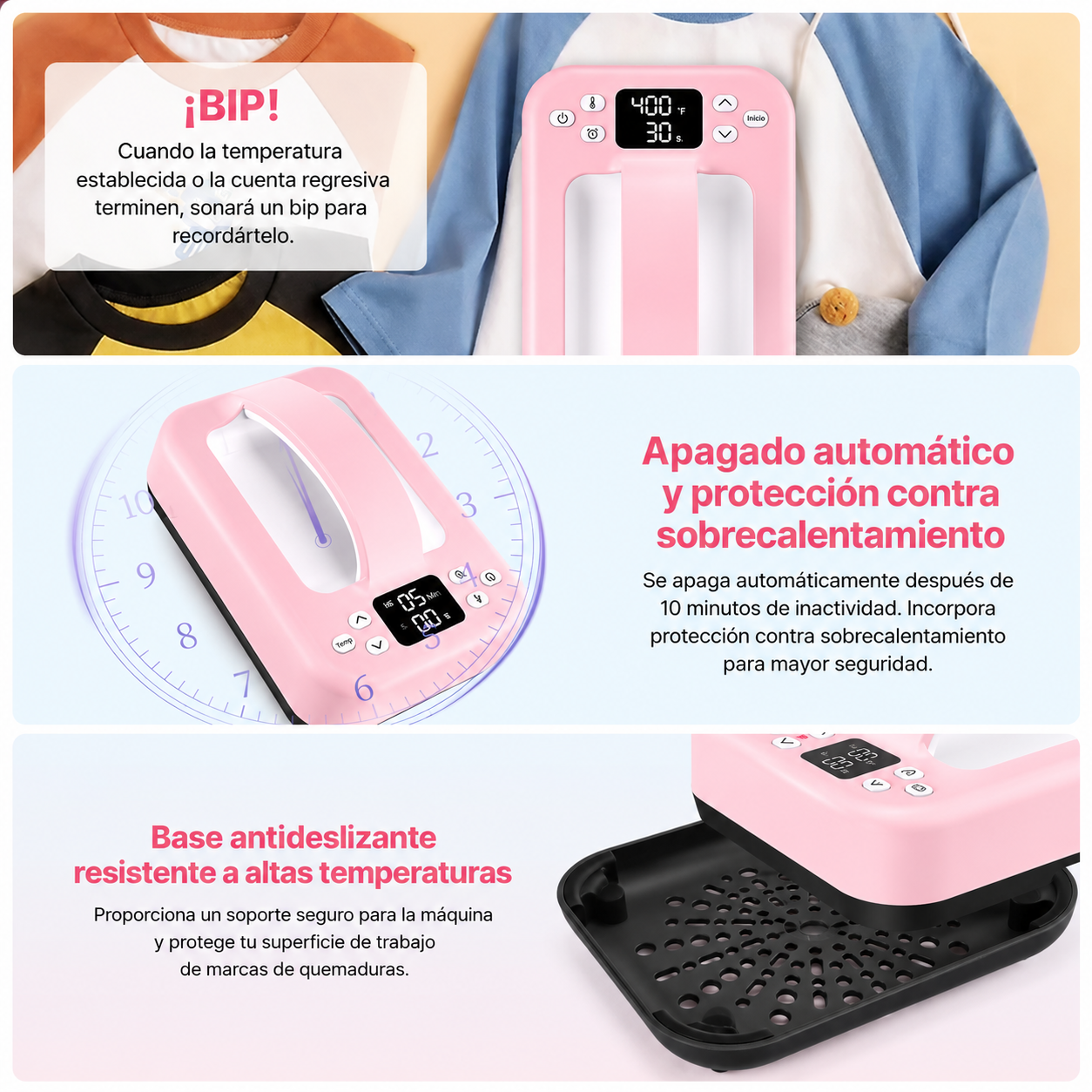 Máquina de prensa térmica rosa 17.8 cm x 12.7 cm (SOBREPEDIDO)
