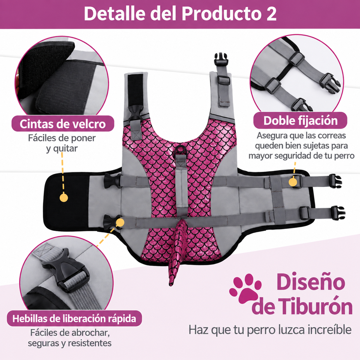 Chaleco salvavidas para mascotas talla L de escamas