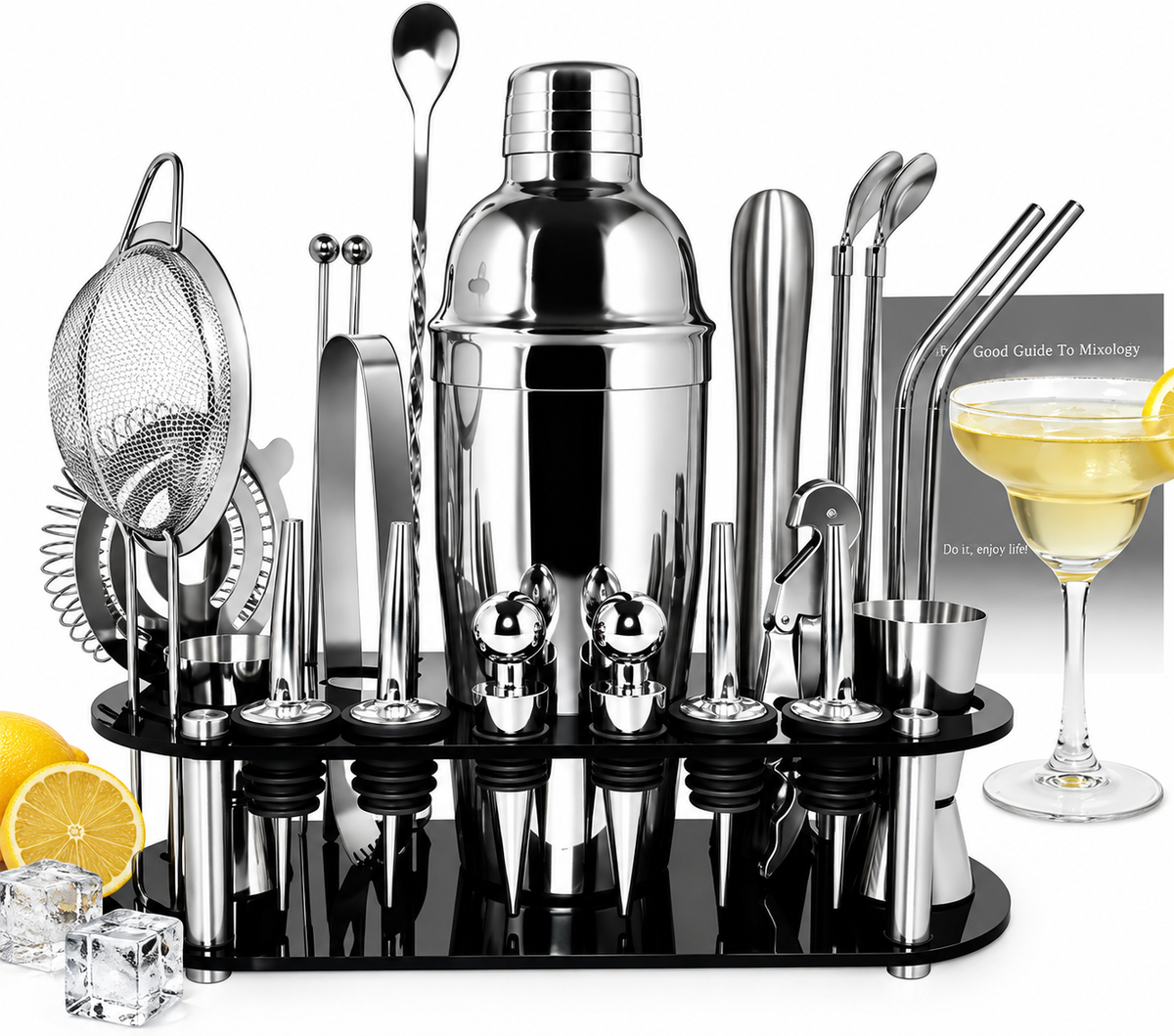 juego de coctelera profesional de 22 piezas