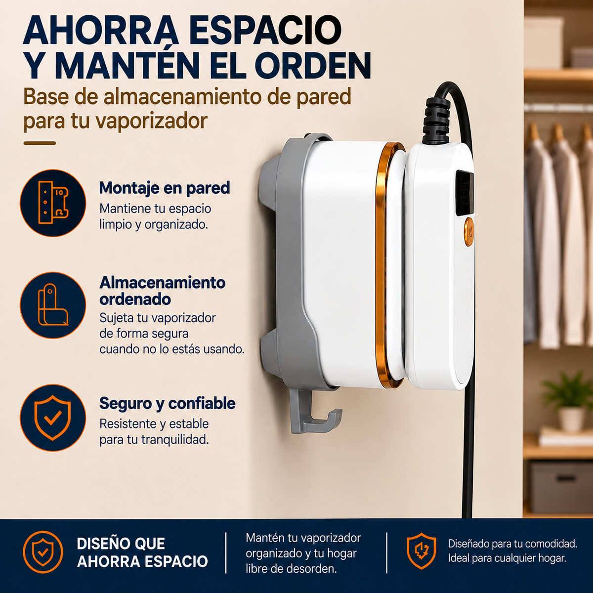 Plancha Vaporizadora de viaje, portátil de mano de 1500 W para ropa (SOBRE PEDIDO)