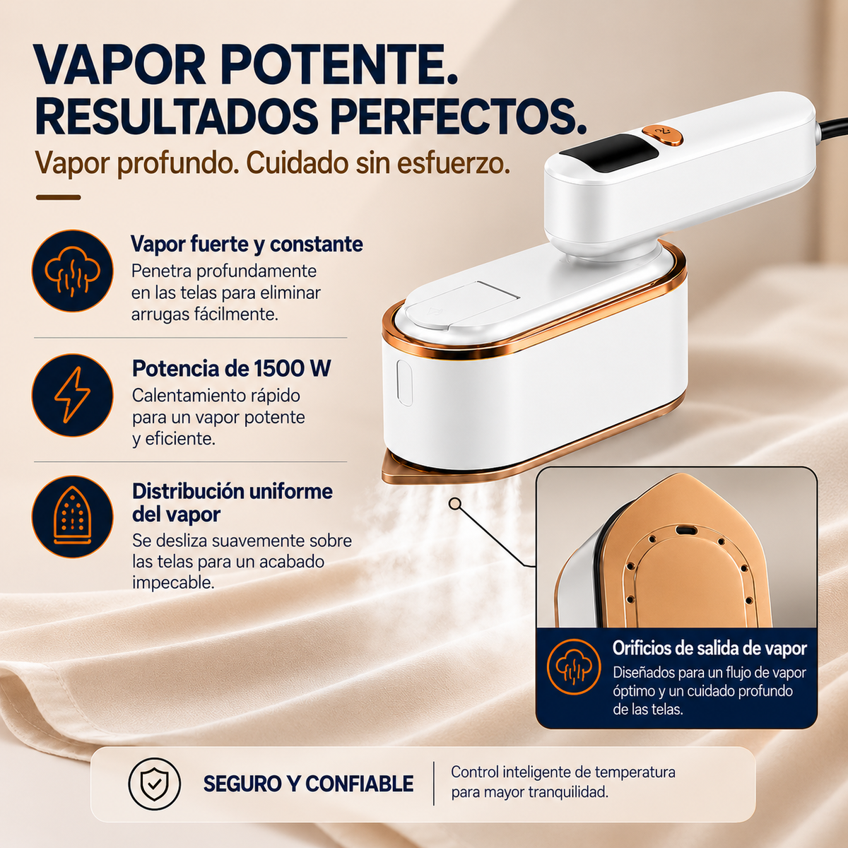 Plancha Vaporizadora de viaje, portátil de mano de 1500 W para ropa (SOBRE PEDIDO)