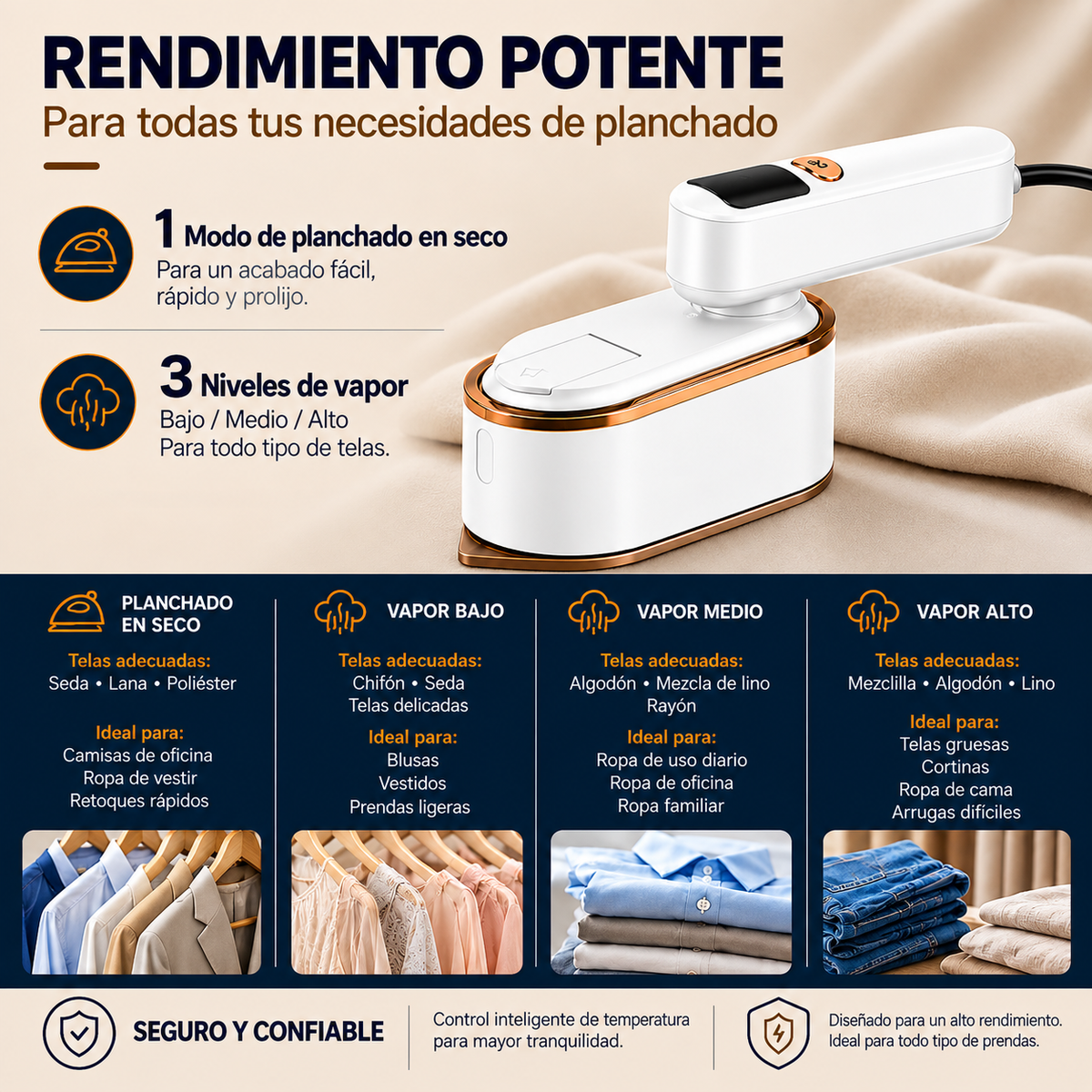 Plancha Vaporizadora de viaje, portátil de mano de 1500 W para ropa (SOBRE PEDIDO)