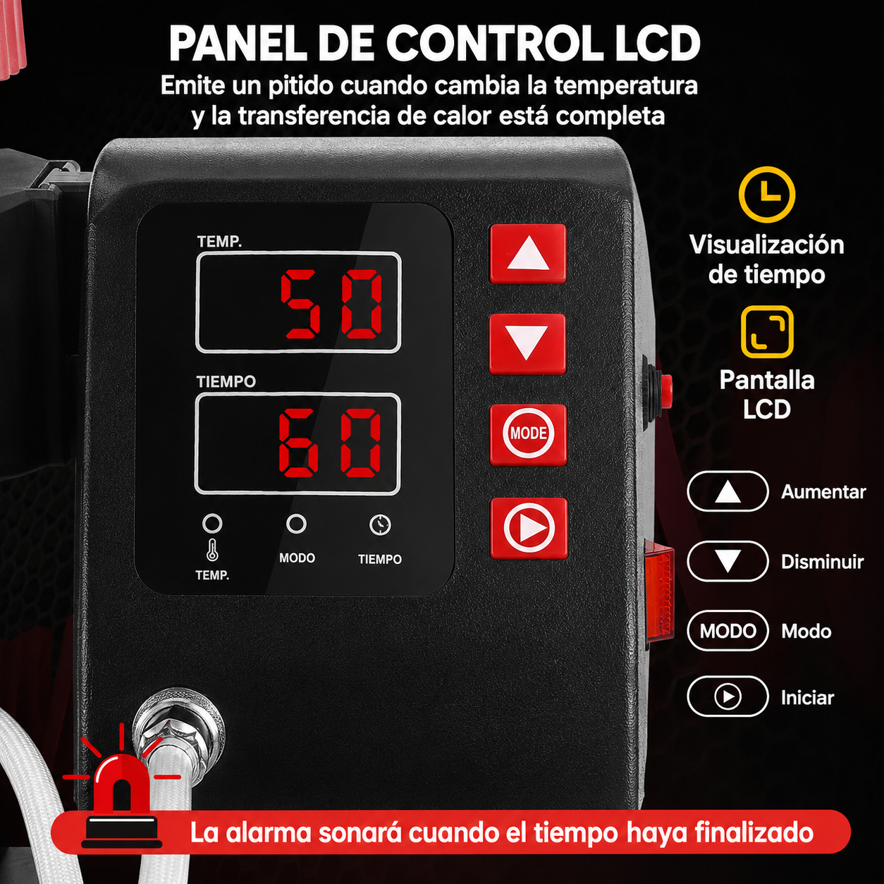 Prensa térmica de calor 8 en 1 Negro con rojo (SOBRE PEDIDO)