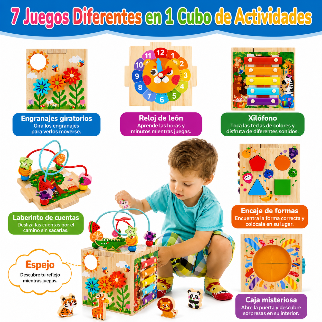 Cubo de actividades, juguetes Montessori