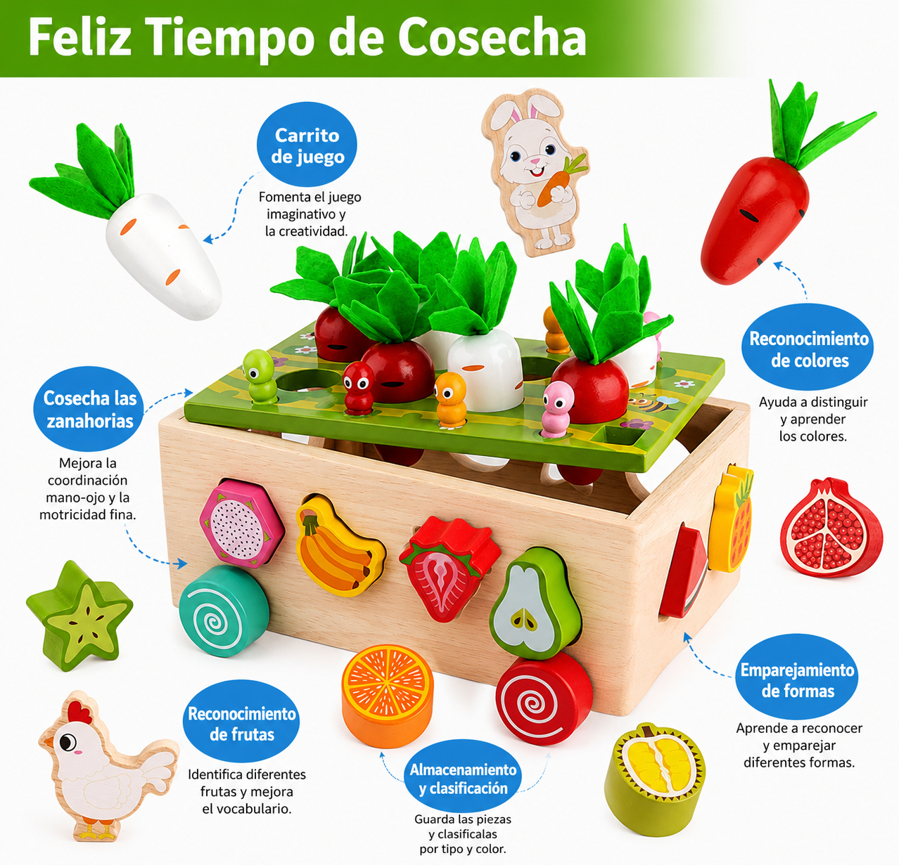 Juego de madera actividades motricidad Aprendizaje