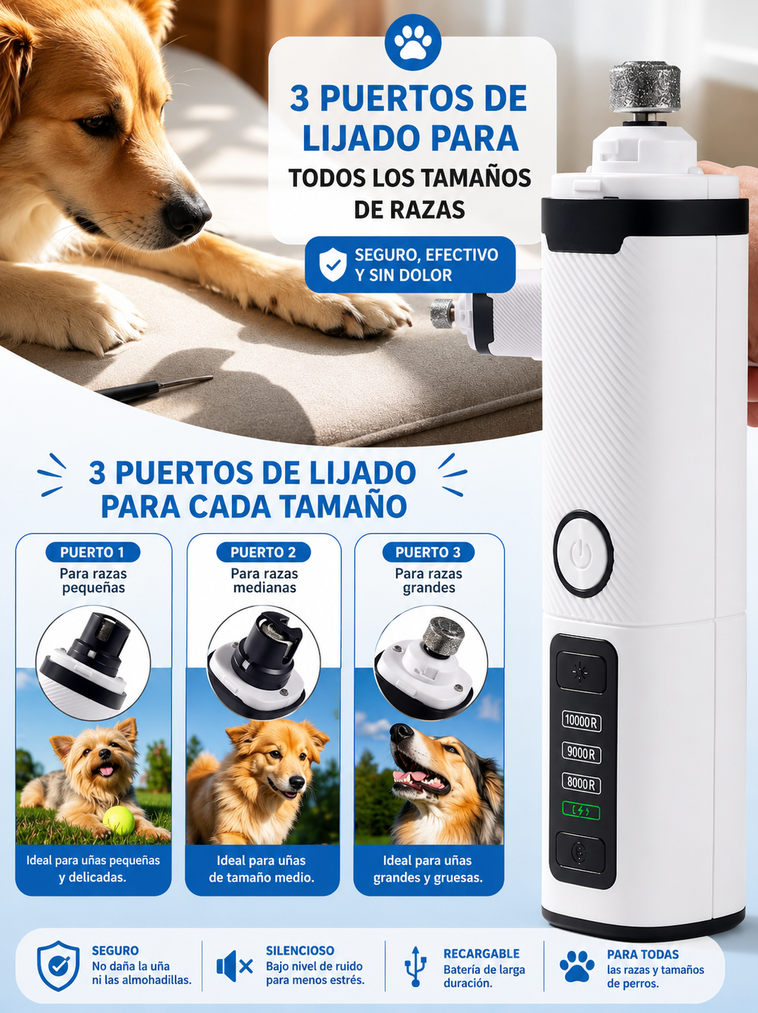 Lima para mascotas blanca con negro