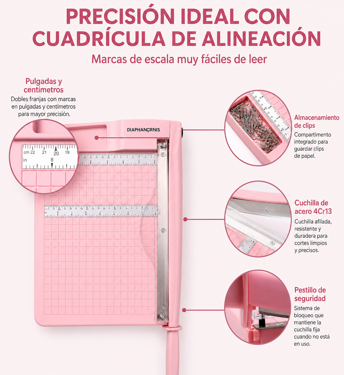 Guillotina rosa - Cortadora de papel (SOBRE PEDIDO)