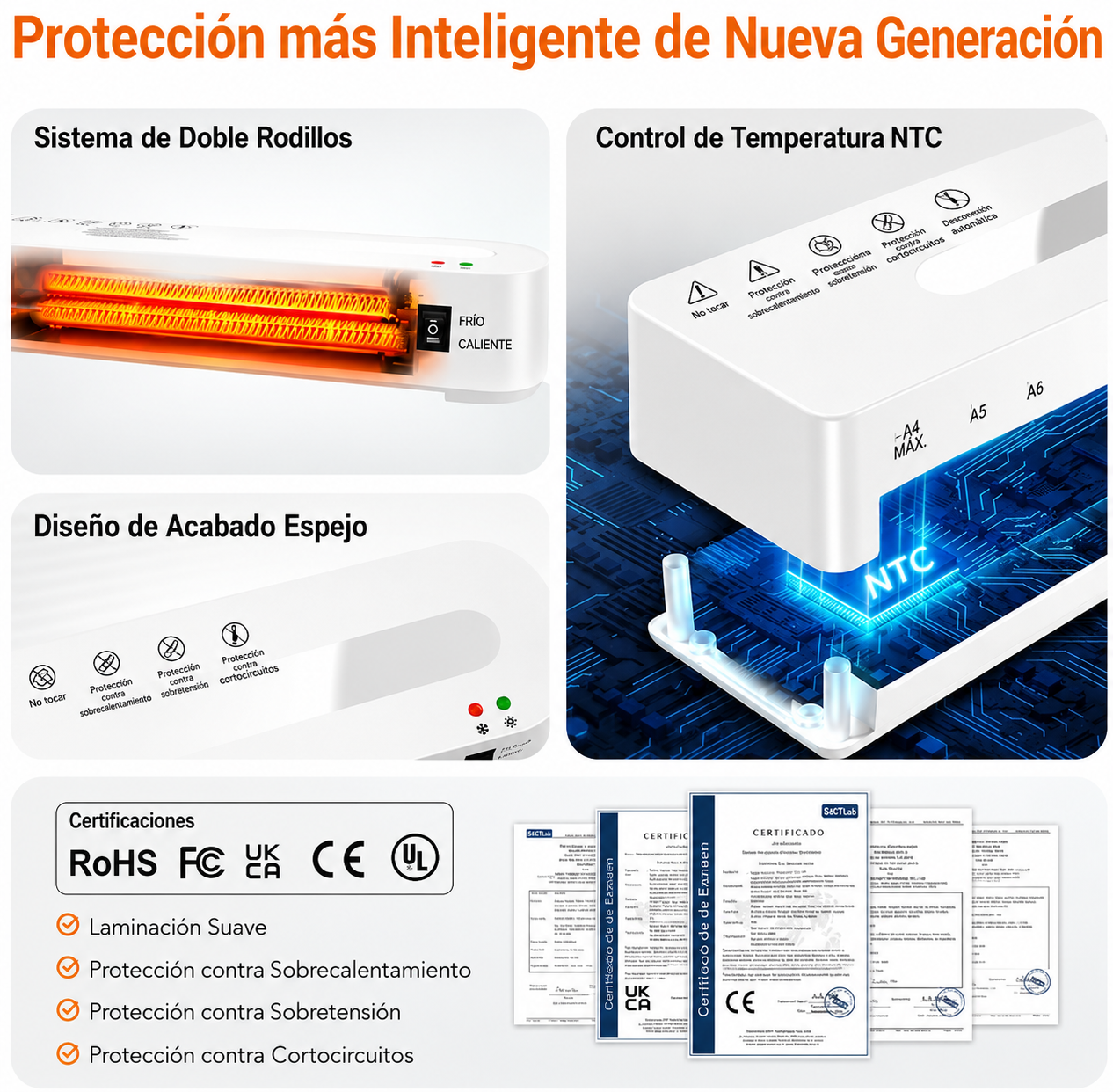 Máquina laminadora Blanco con 20 hojas de laminación, caliente y fría con recortador (SOBRE PEDIDO)