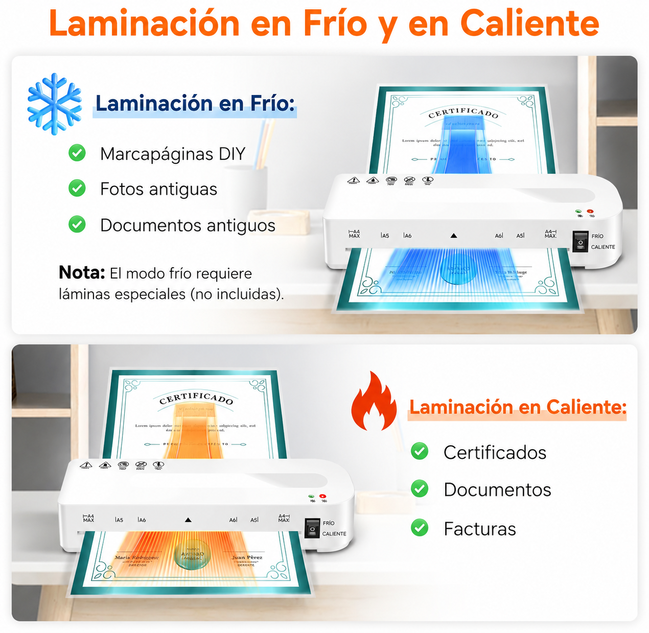 Máquina laminadora Blanco con 20 hojas de laminación, caliente y fría con recortador (SOBRE PEDIDO)