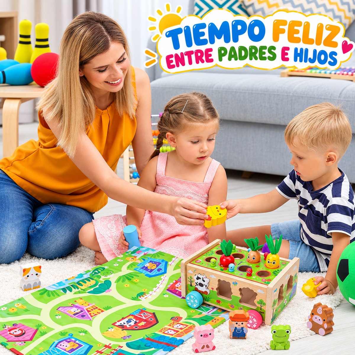 Juego de madera Montessori para niños y niñas - Aprendizaje Motricidad