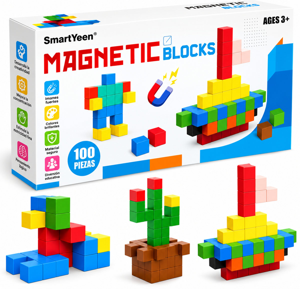 Fichas magnéticas 100 piezas para niños