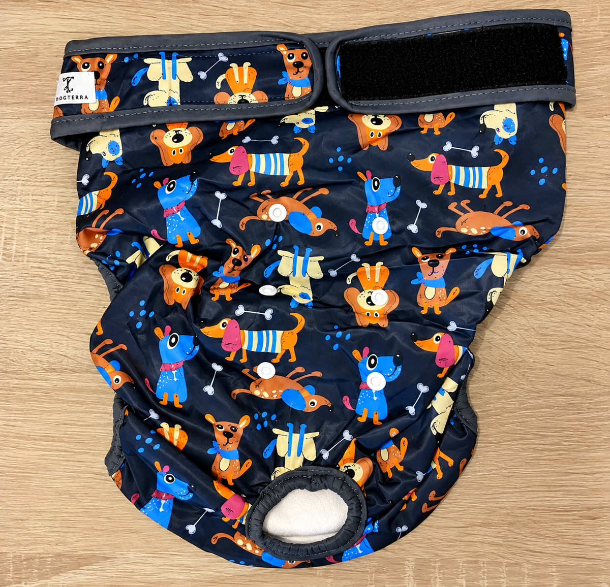 Pañal mascotas talla XXL color negro con diseños de perritos