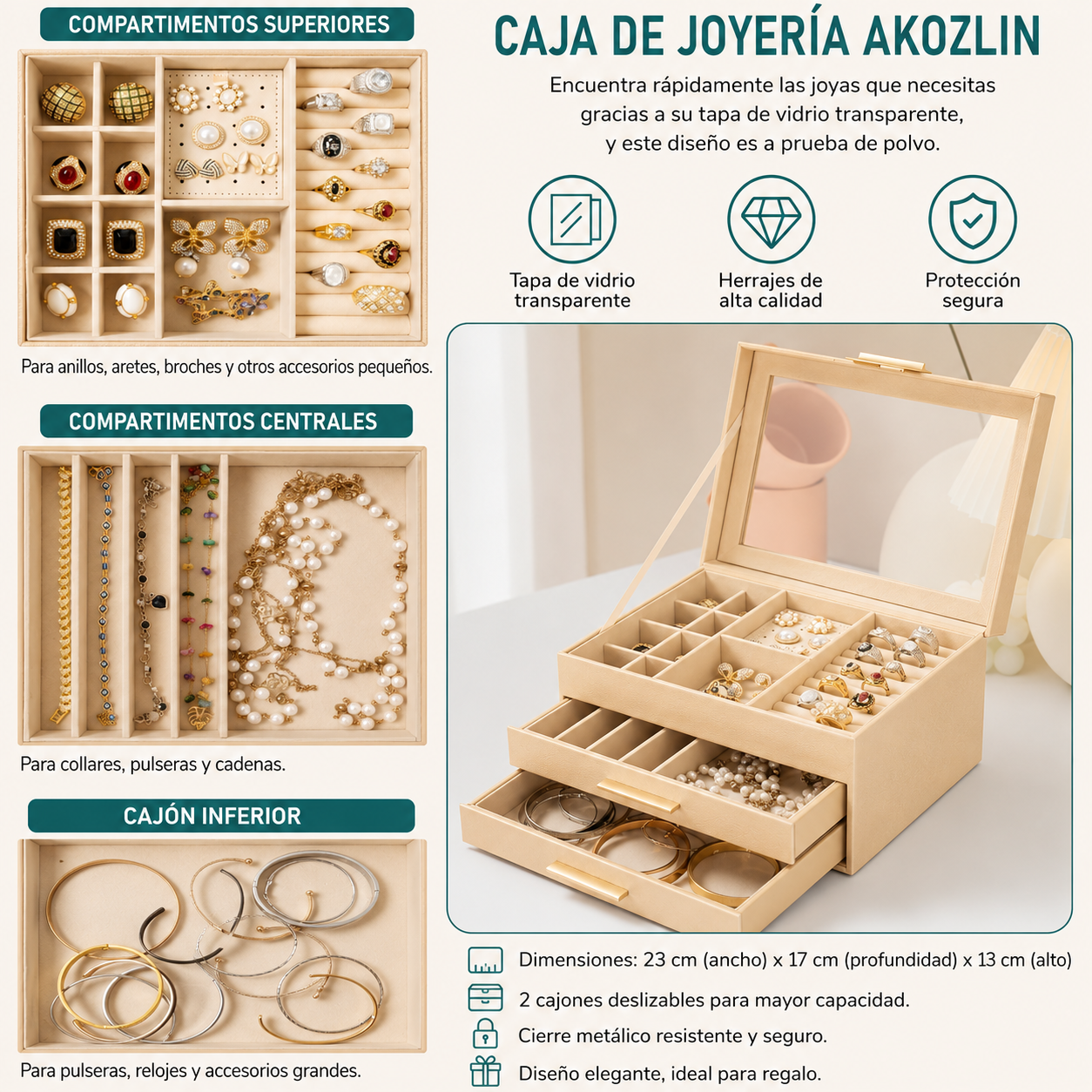 Joyero Organizador con divisiones