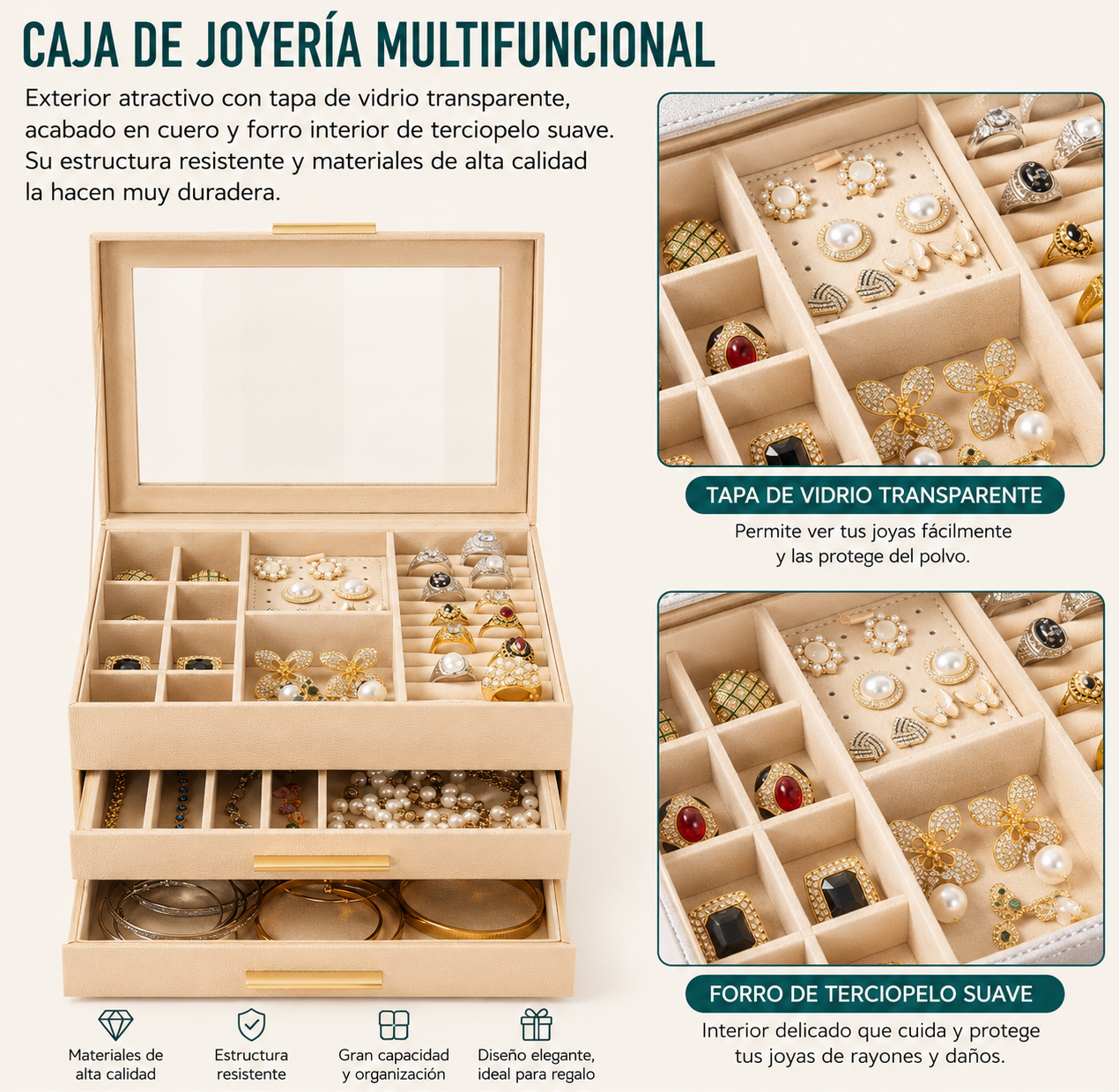 Joyero Organizador con divisiones