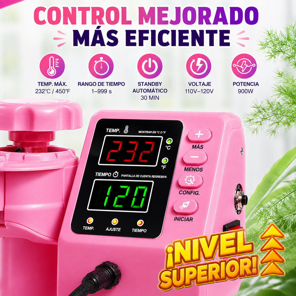 Prensa térmica de calor 8 en 1 Rosa con blanco (SOBRE PEDIDO)