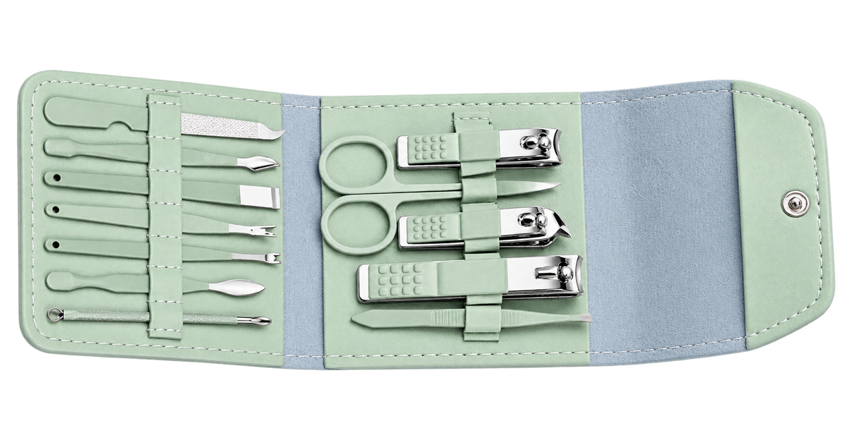 kit de limpieza manicure 12 piezas verde