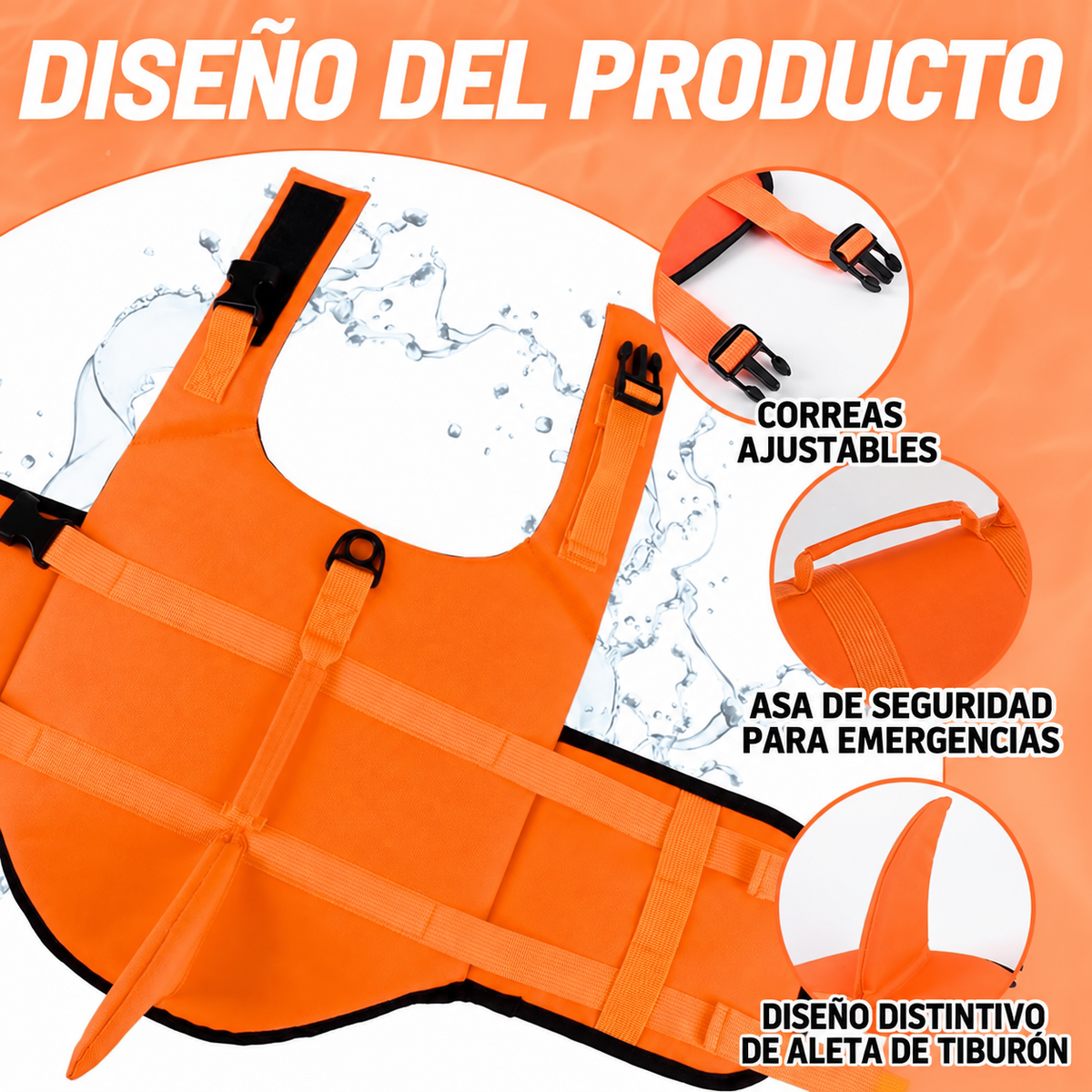 Chaleco Salvavidas para Mascotas talla XS naranja