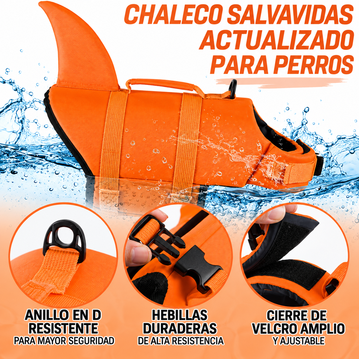 Chaleco Salvavidas para Mascotas talla XS naranja