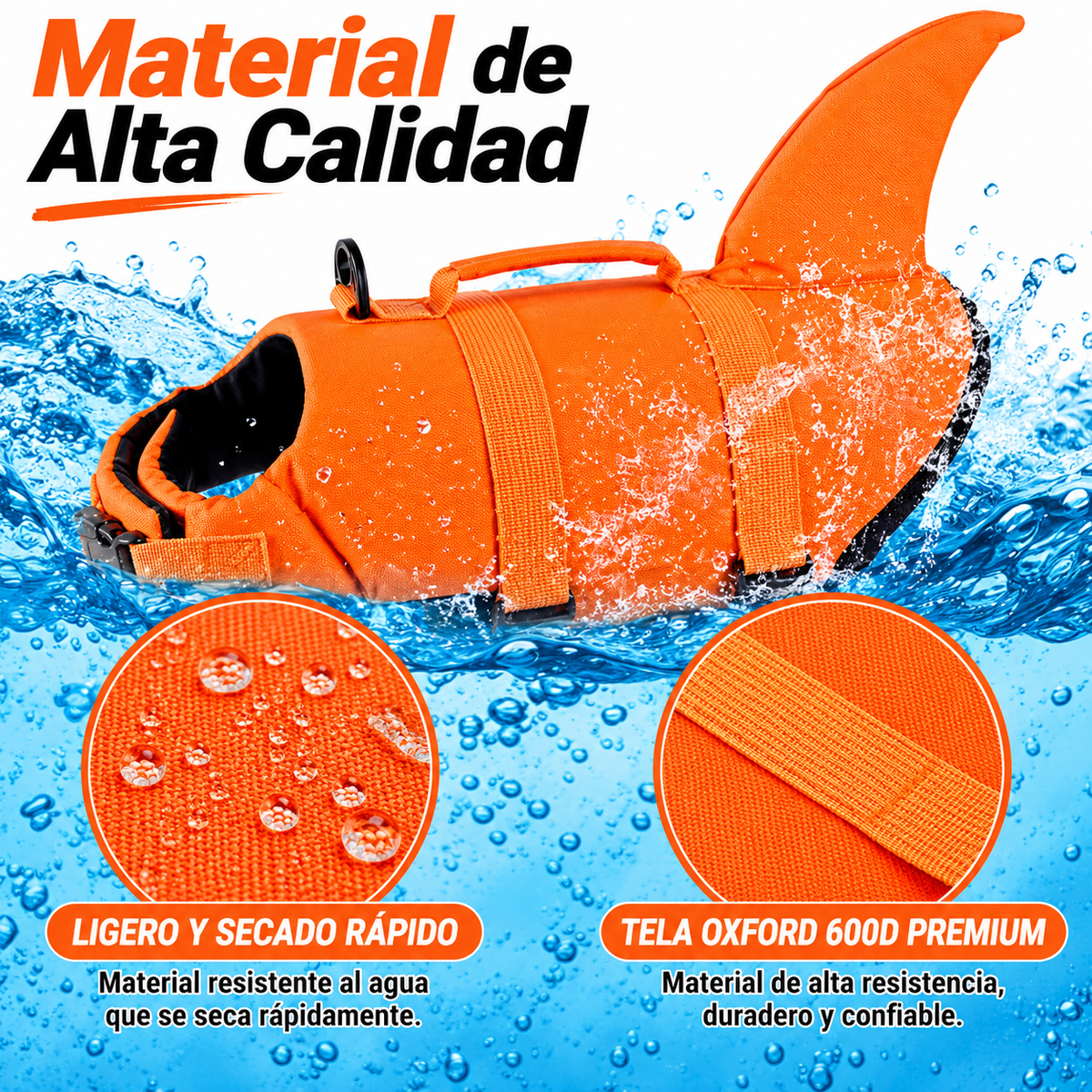 Chaleco Salvavidas para Mascotas talla XS naranja