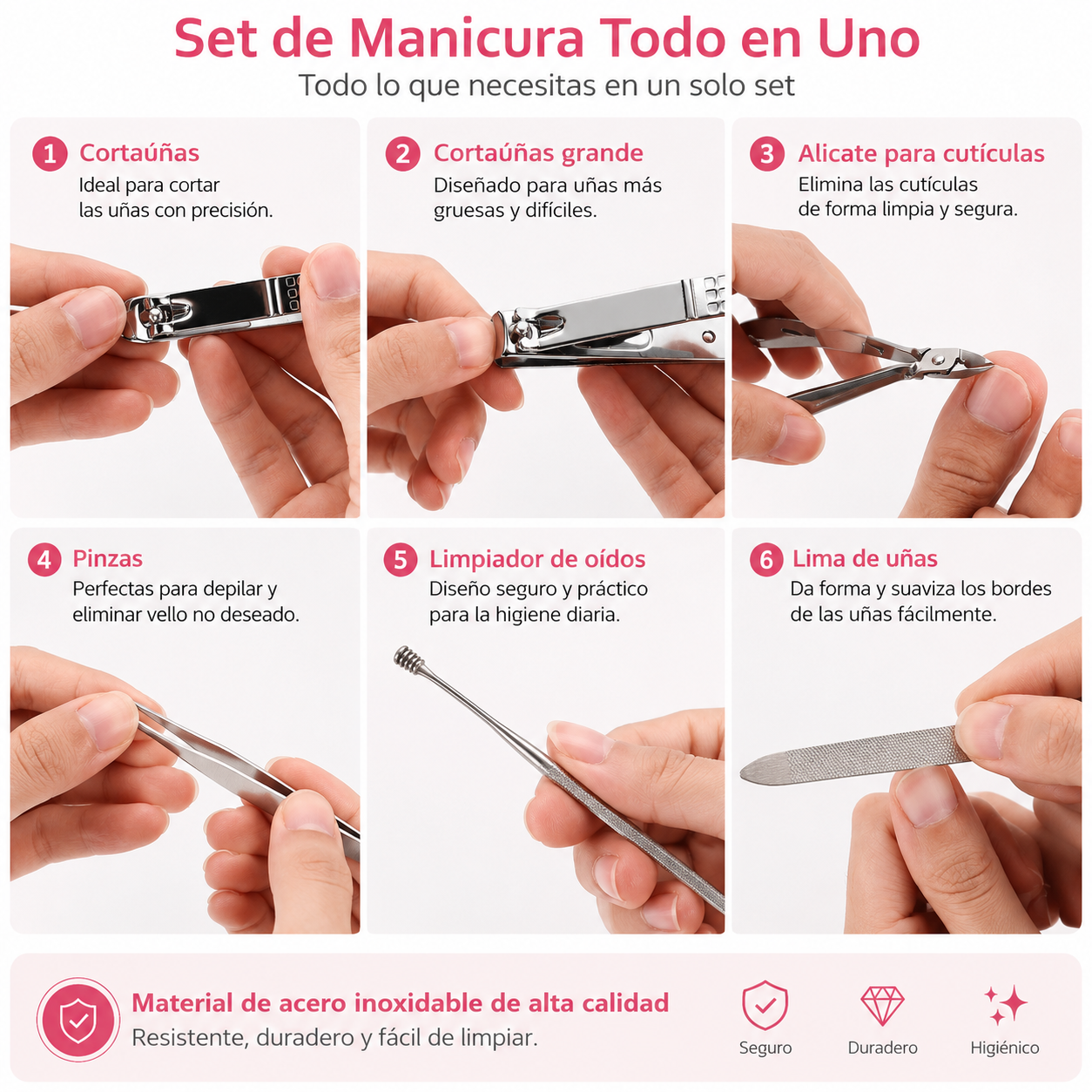 Kit de limpieza manicura 19 piezas negro pequeño