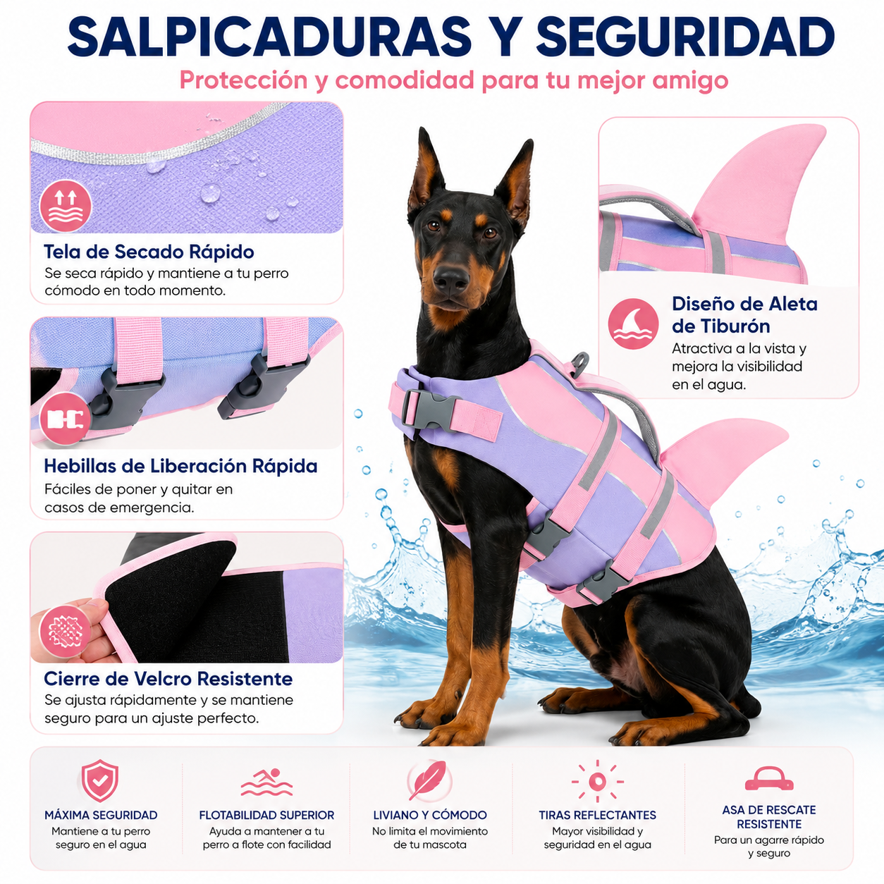Chaleco mascotas talla XS lila con rosa