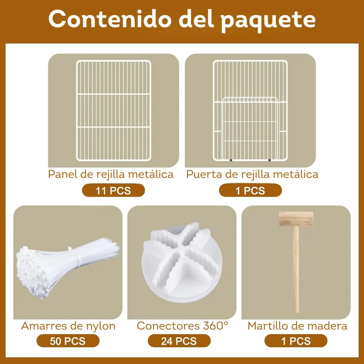 Corralito de 12 paneles para animales pequeños