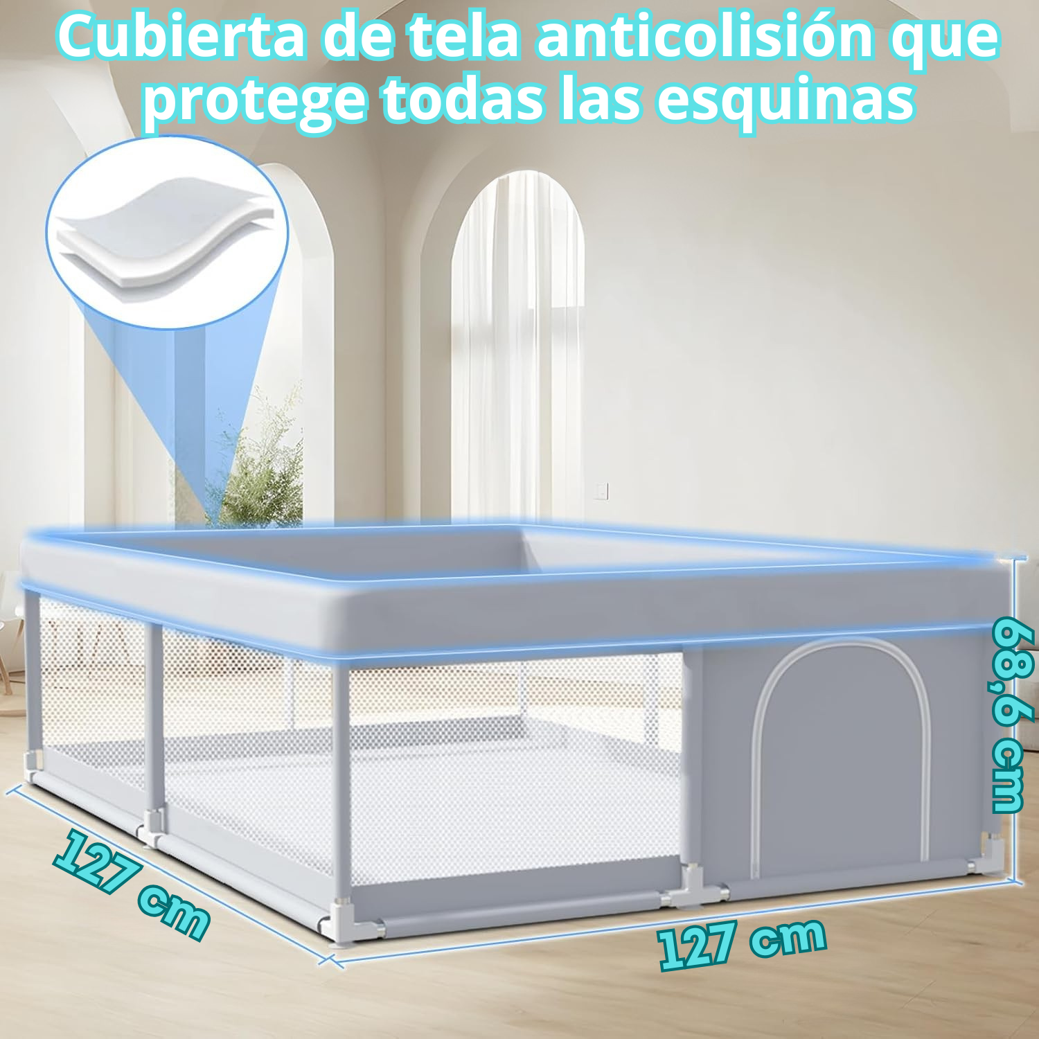 Corral para bebés con pelotas y sujetadores