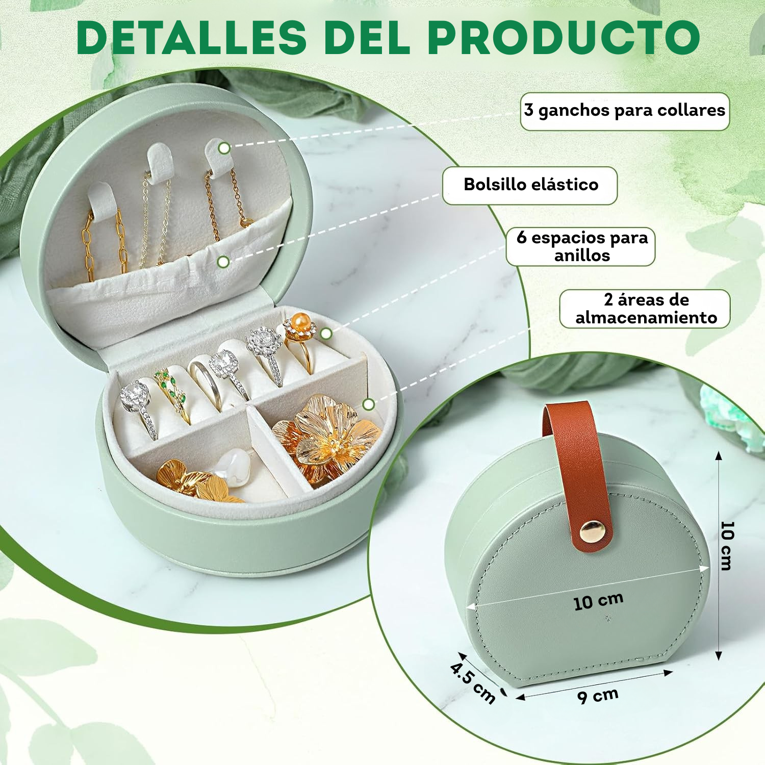 Joyero Viajero - 10 Unidades - Verde y Blanco SOBREPEDIDO