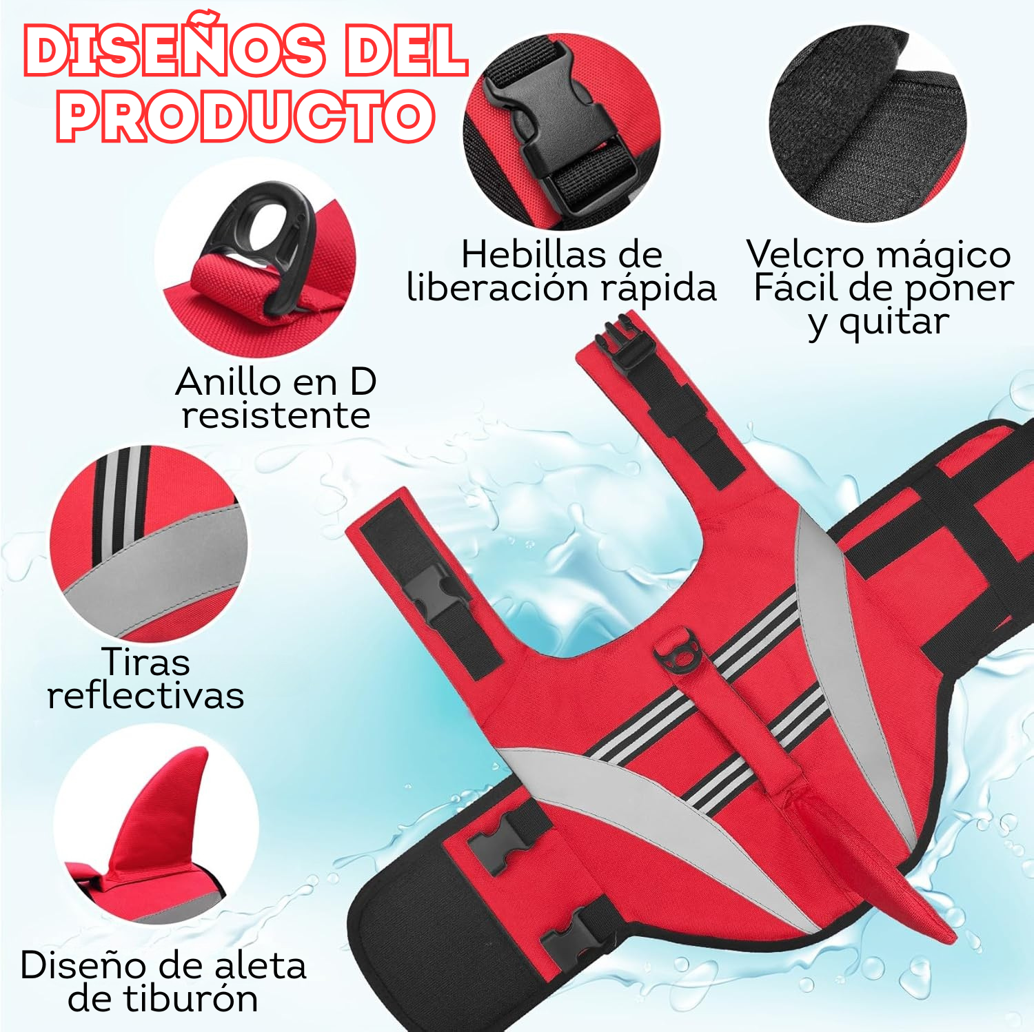 Chaleco flotador para mascotas Rojo Talla XL