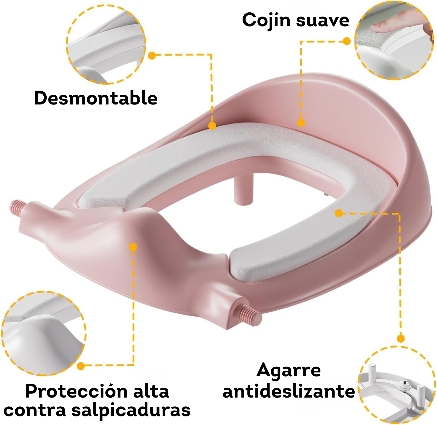 Asiento de inodoro 3 en 1 rosa para entrenamiento y taburete para niños pequeños (SOBRE PEDIDO)
