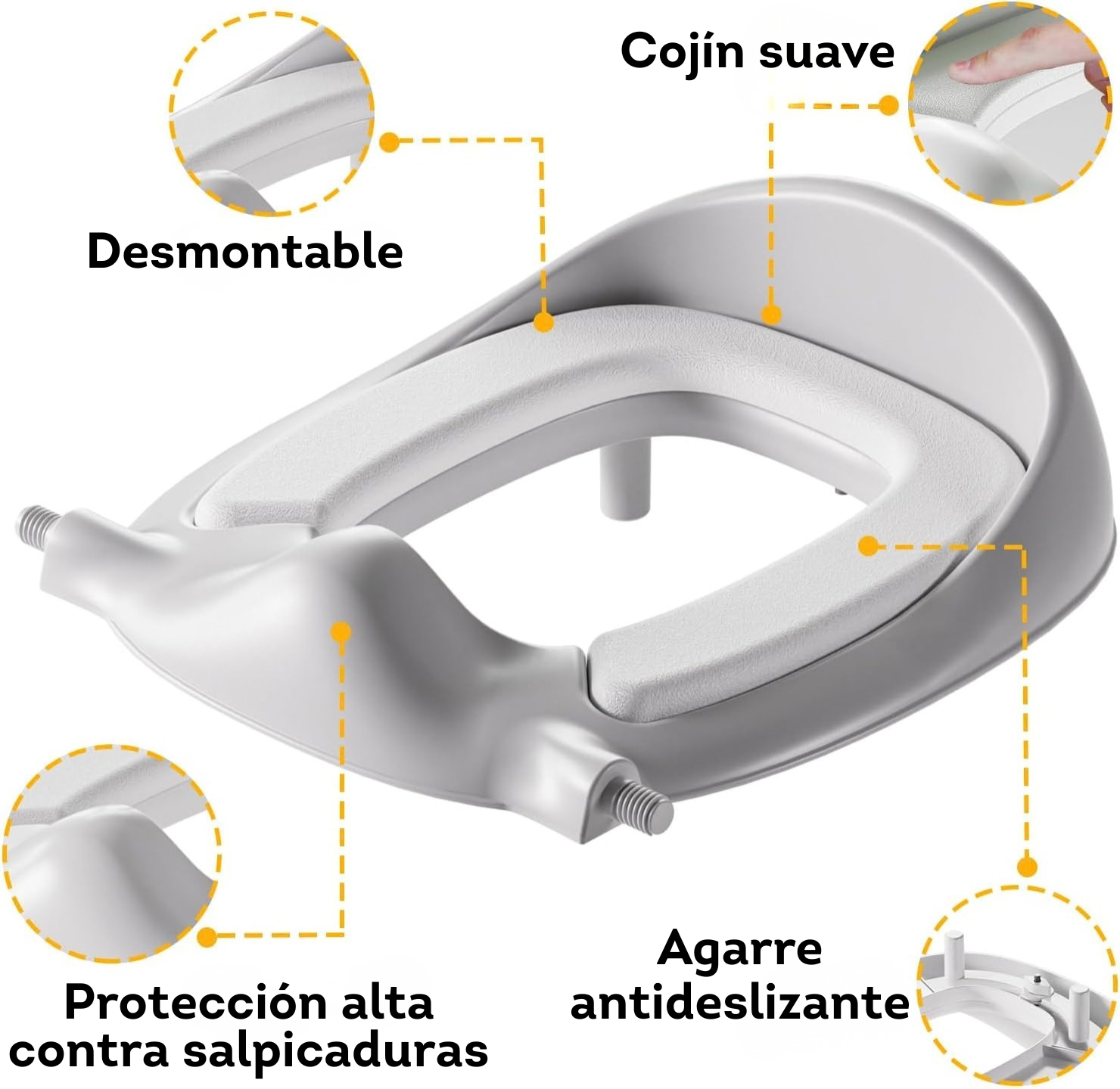 Asiento de inodoro 3 en 1 gris para entrenamiento y taburete para niños pequeños (SOBRE PEDIDO)