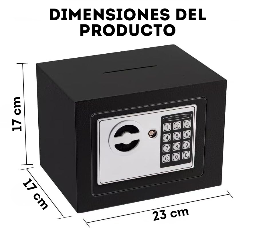 Mini caja de seguridad electrónica con teclado digital y llaves (Sobre pedido)