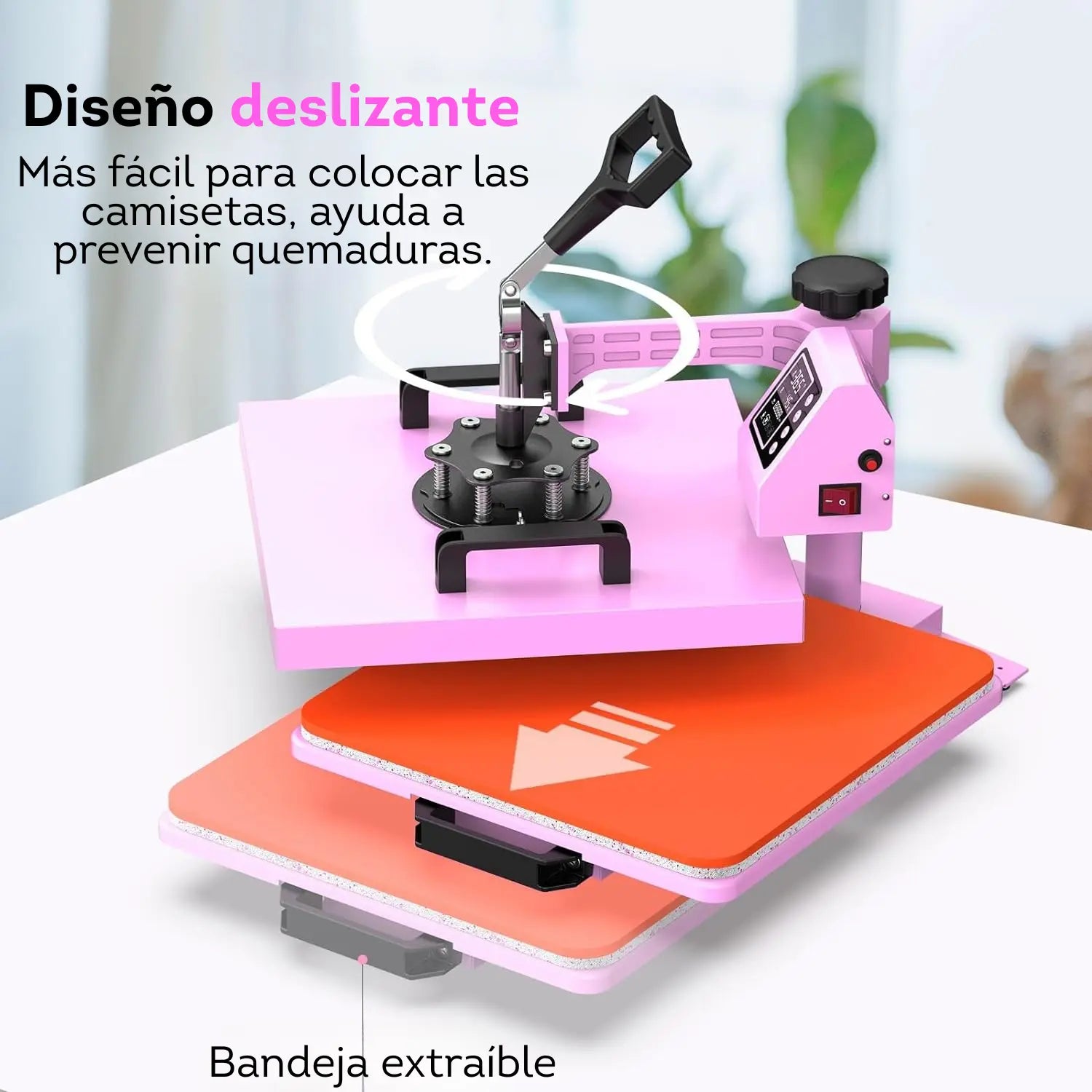 Prensa térmica de calor 5 en 1 Rosa con negro (sobre pedido)