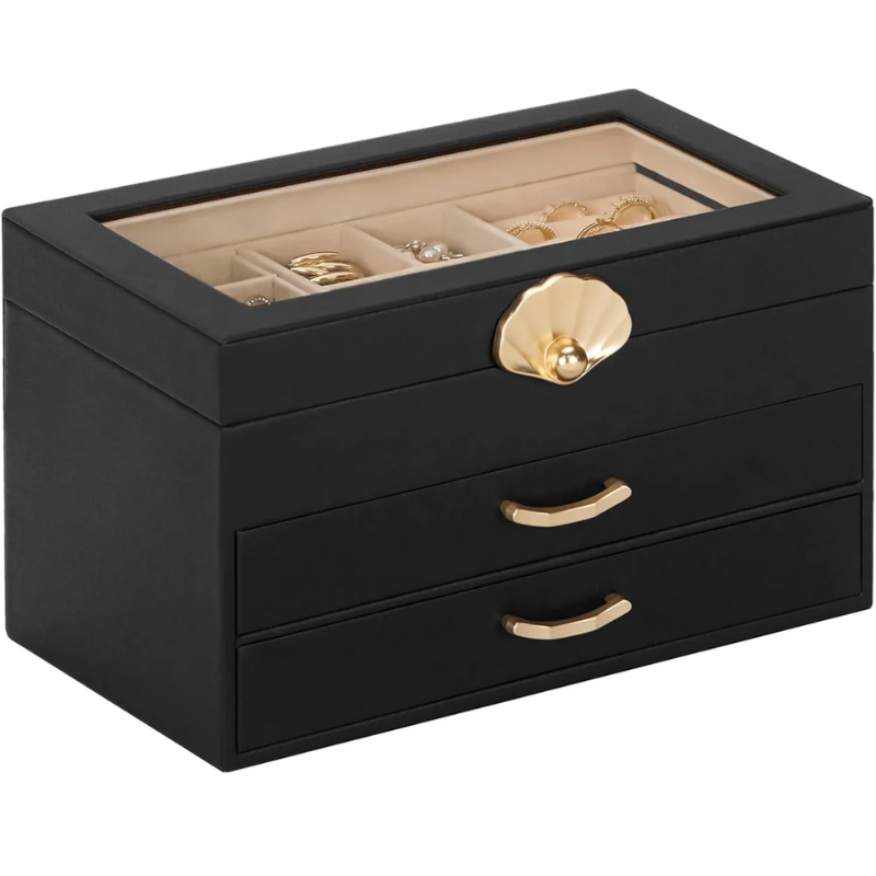 Joyero grande Organizador con divisiones negro