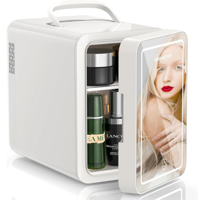 Mini nevera 6 litros color blanco con espejo y luz led