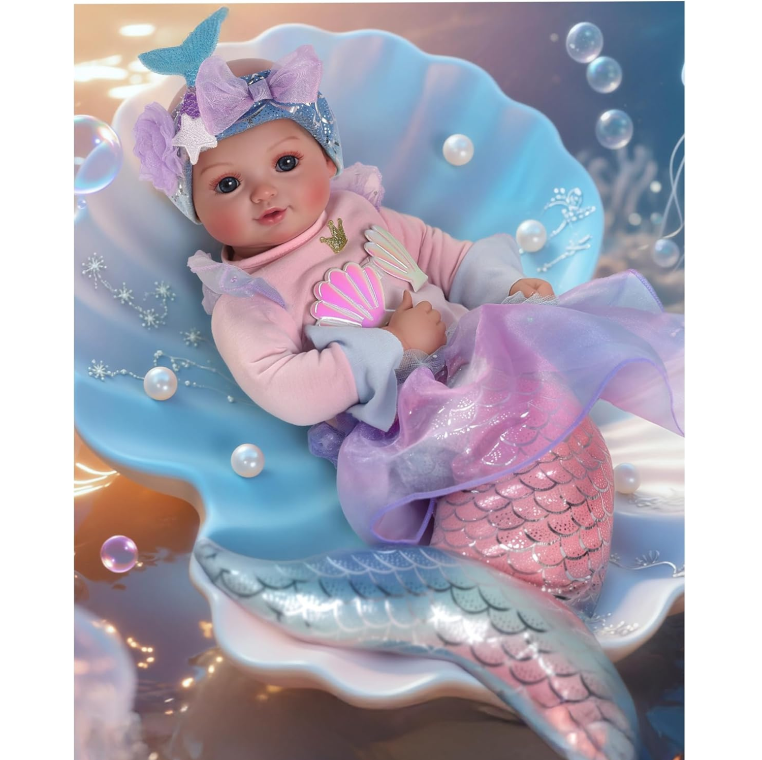 Muñeca Reborn  de sirena de juguete