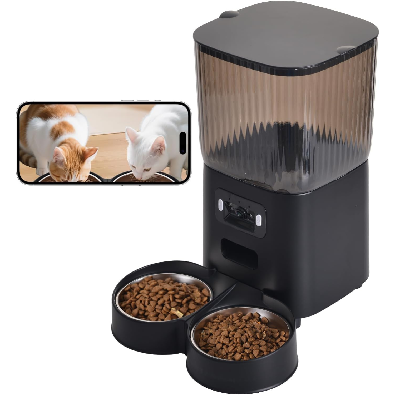 Comedero automatico 5 litros de 2 puestos con microfono y camara