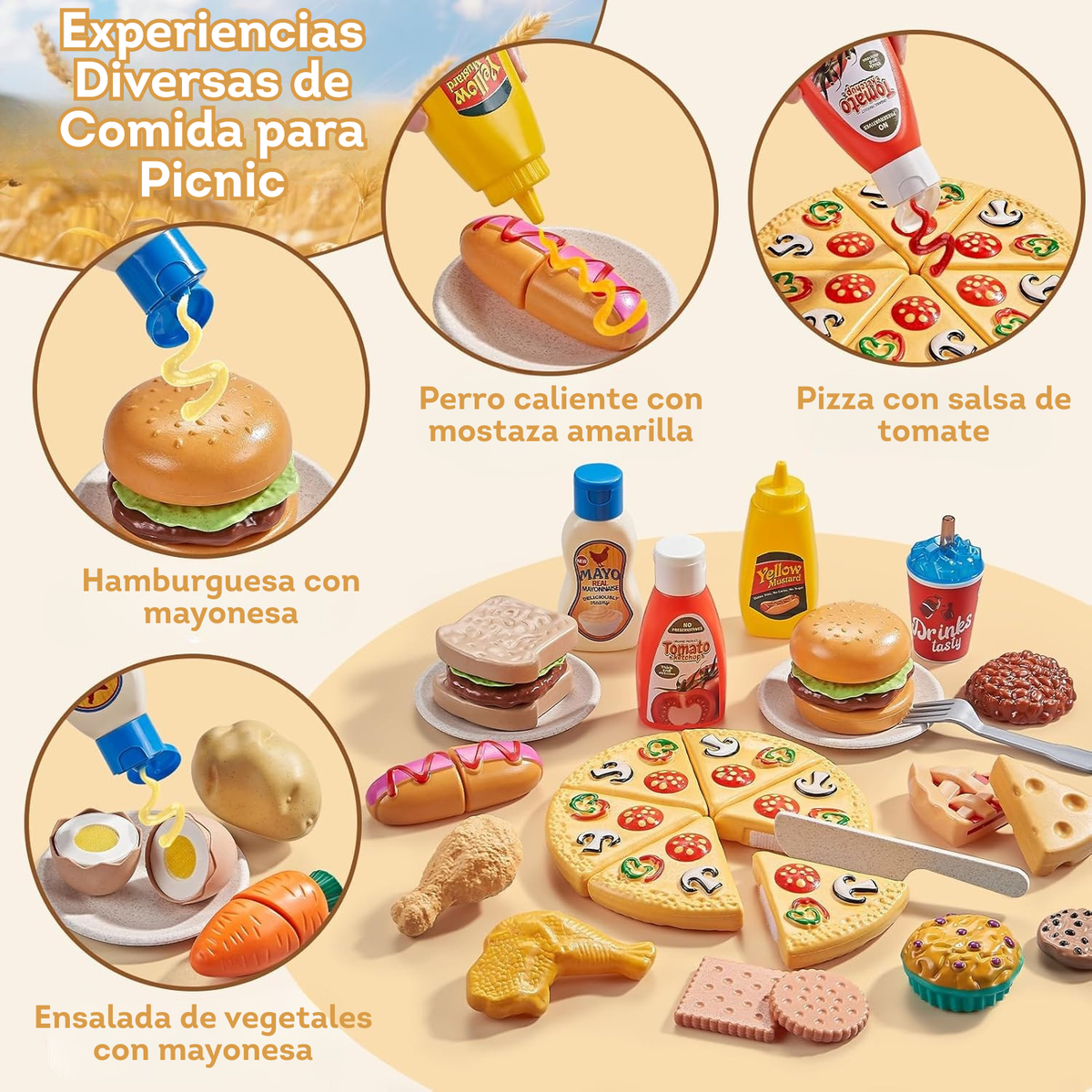 Juegos de comida de 83 piezas juguete para la cocina de los niños