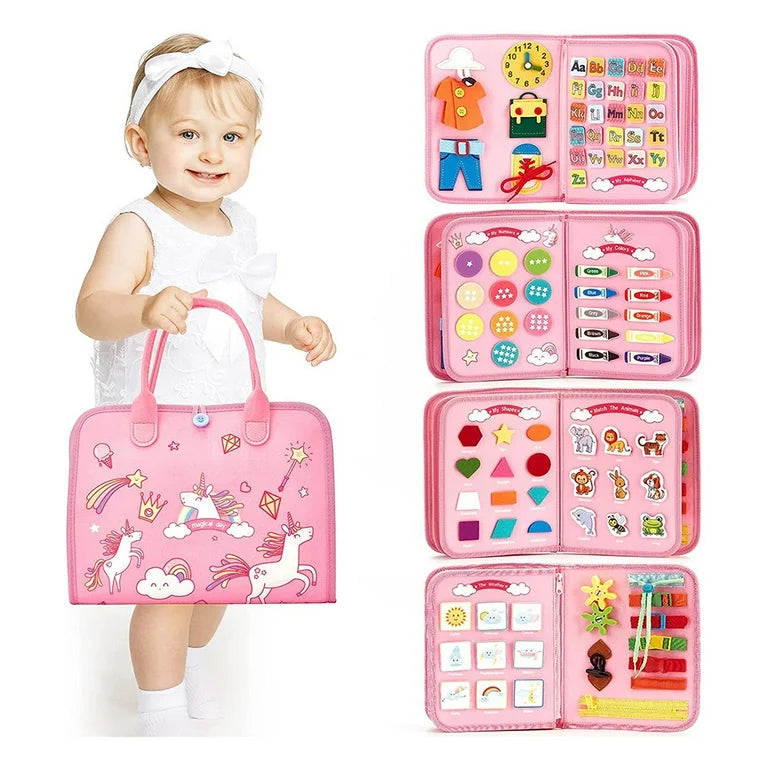 Libro educativo de actividades Montessori Rosa de unicornio