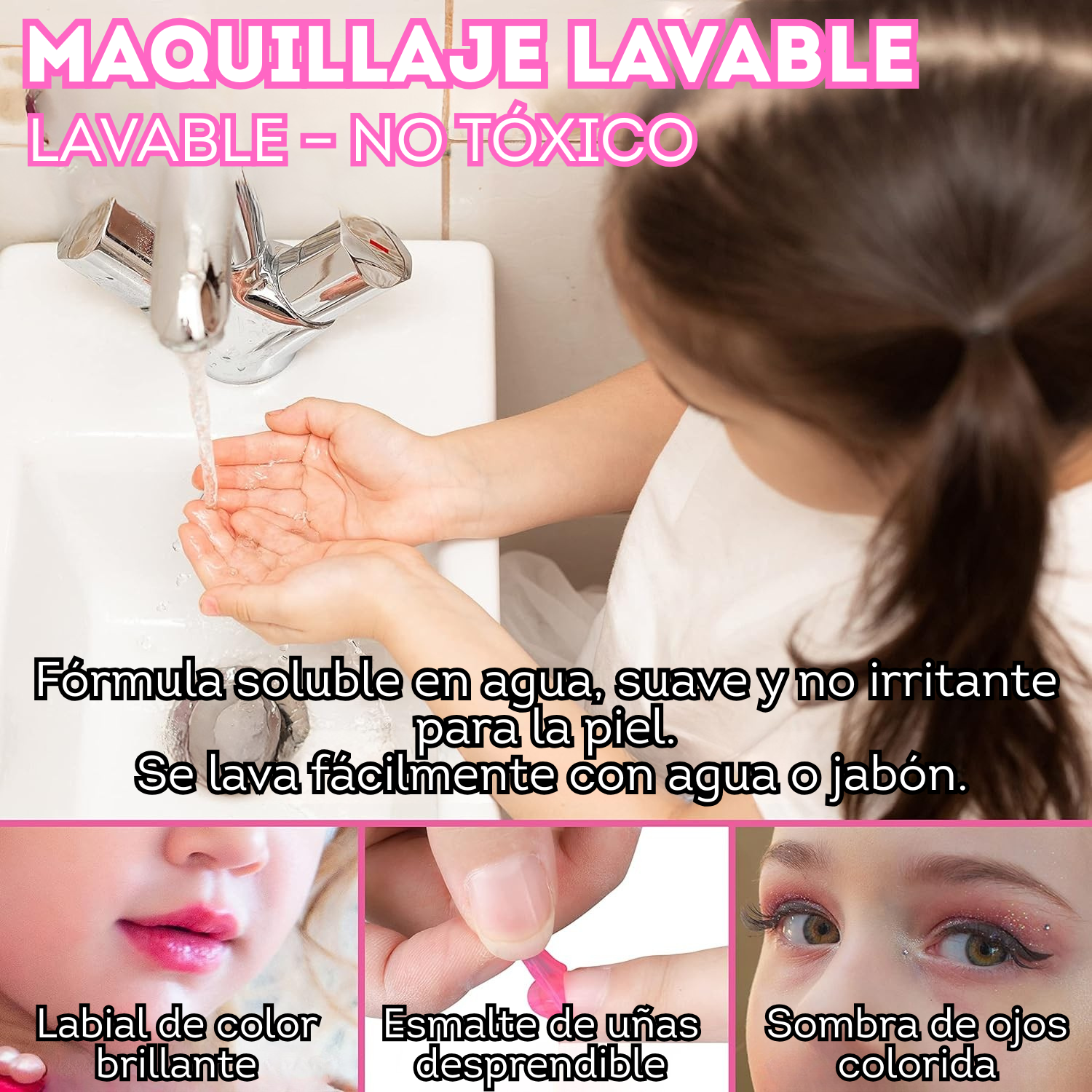 Kit de Maquillaje Para Niñas rosa