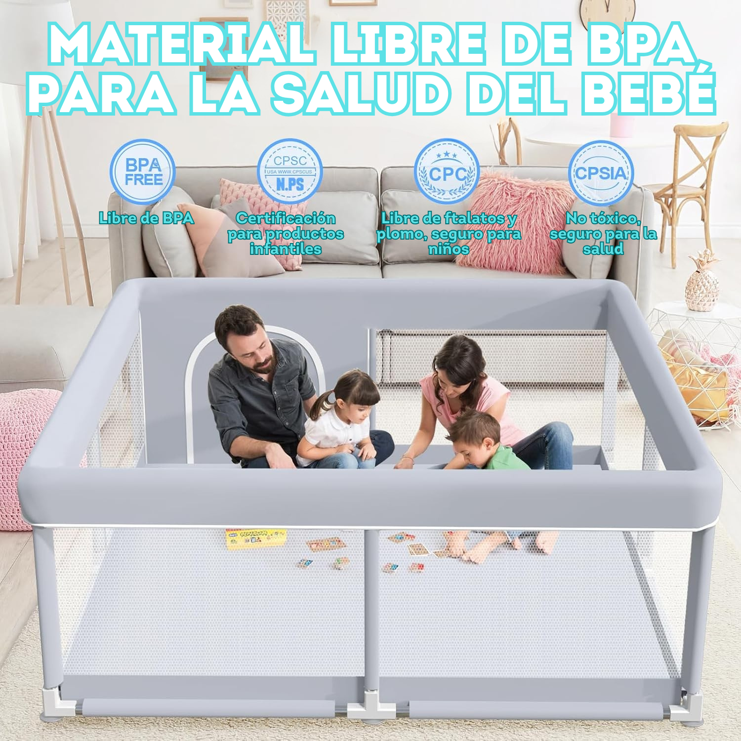 Corral para bebés con pelotas y sujetadores