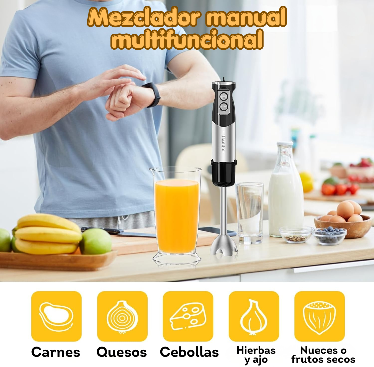 Batidora de inmersión 6 en 1 con cuchillas de acero inoxidable (SOBRE PEDIDO)