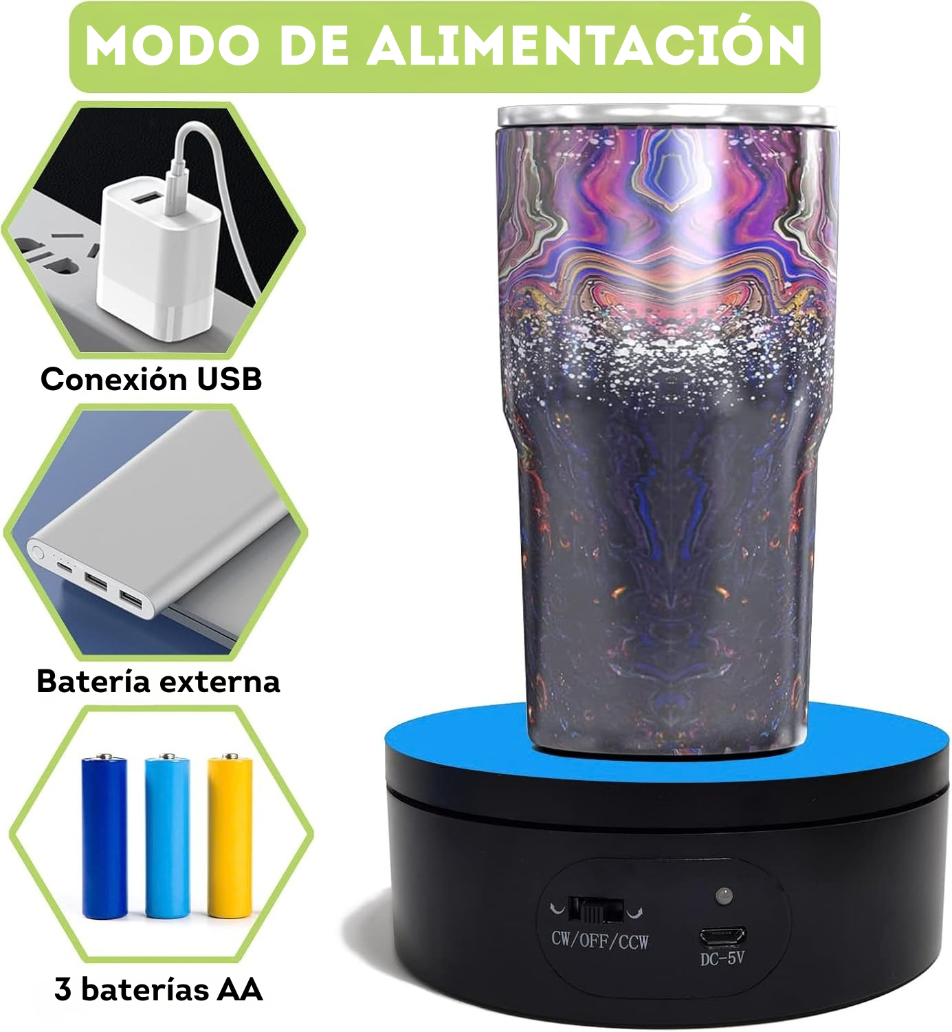 Soporte plataforma de exhibición giratorio para tazas y vasos (SOBRE PEDIDO)