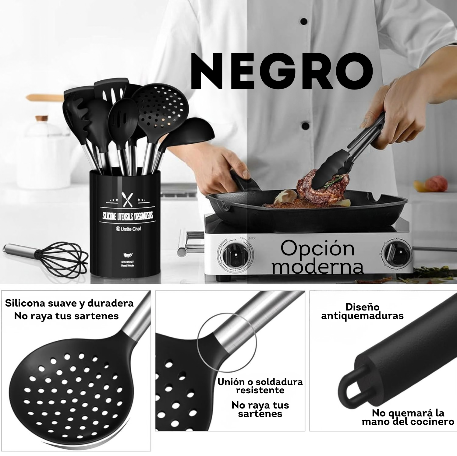 Juego de utensilios de 26 piezas color negro